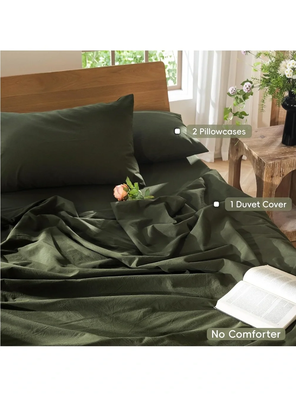 NEW MooMee Bedding Duvet Cover Set 100% Washed Cotton Linen Like Texture. King